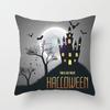 New Halloween Black and White Skull Pumpkin Printed Peach Leather Velvet Pillowcase Sofa Office Cushion Cover
