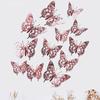 12 Pieces Colorful Butterfly Wall Stickers Set 10 Colors Hollow Cut Out DIY Pearl Paper Simulation Decor for Home Room