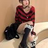Unisex Punk Striped Gradient Ripped Knit Sweater