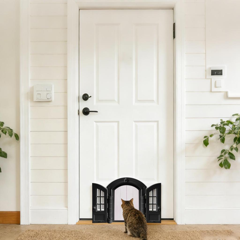Cat Door For Wall Escape-Proof Small Breed Gate French Style Cat Door 9.45x10.83x2.83in For Interior Outdoor Garage House