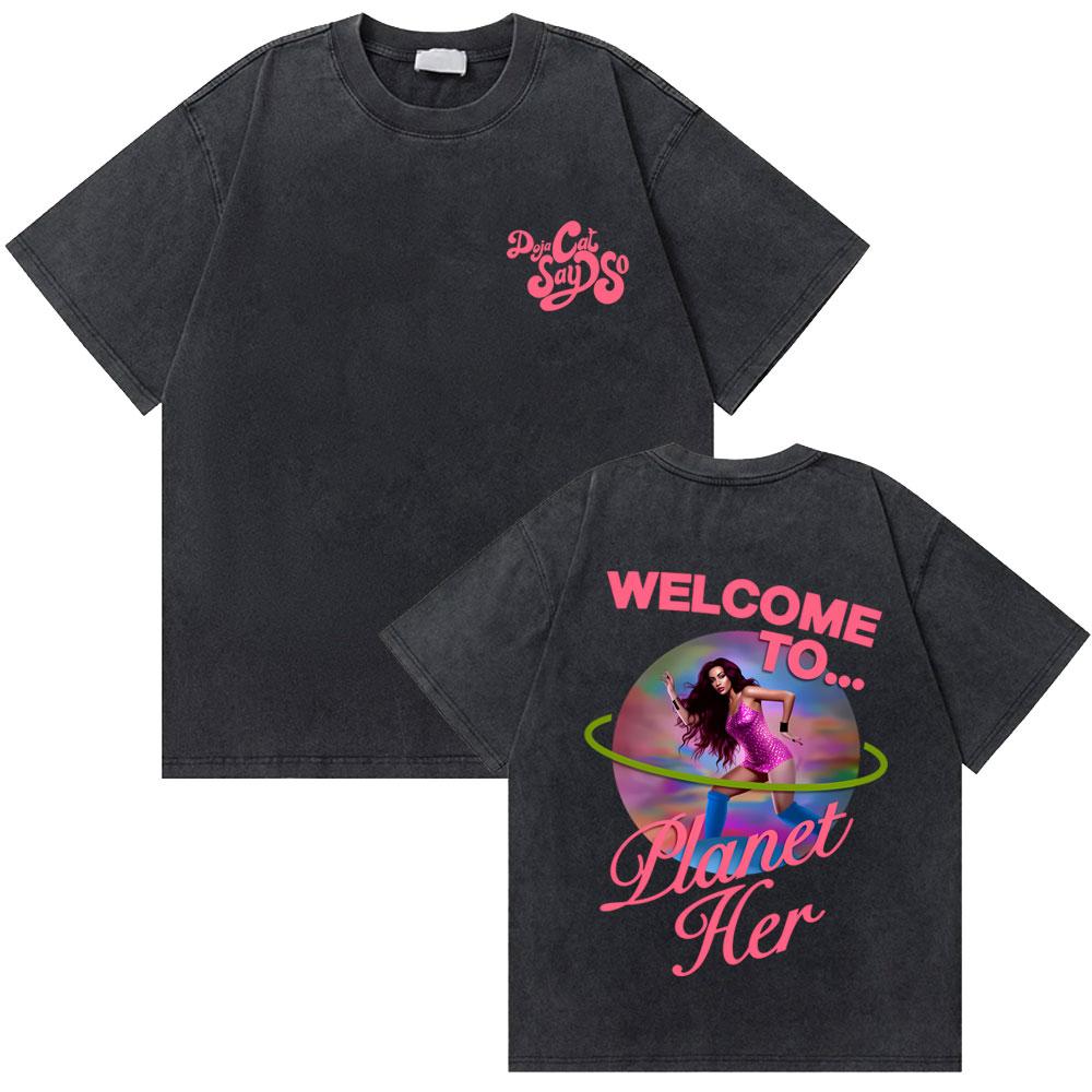 Washed Vintage Rapper Doja Cat Say So Graphic Tshirts Men Women Hip Hop Oversized T Shirt Male Fashion Casual Short Sleeve Tees