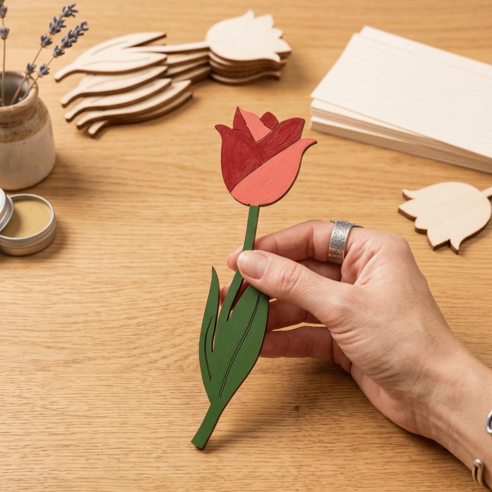 30 PCS Best Wishes DIY Wooden Flower Ornament Funny Creative Wooden Rose Chips Decoration Mother's Day Gifts Gifts Supplies