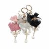 Crystal Rhinestone Heart Keychain Bow & Pearl Tassel Phone Lanyard Car Key Ring  Handbag Accessory