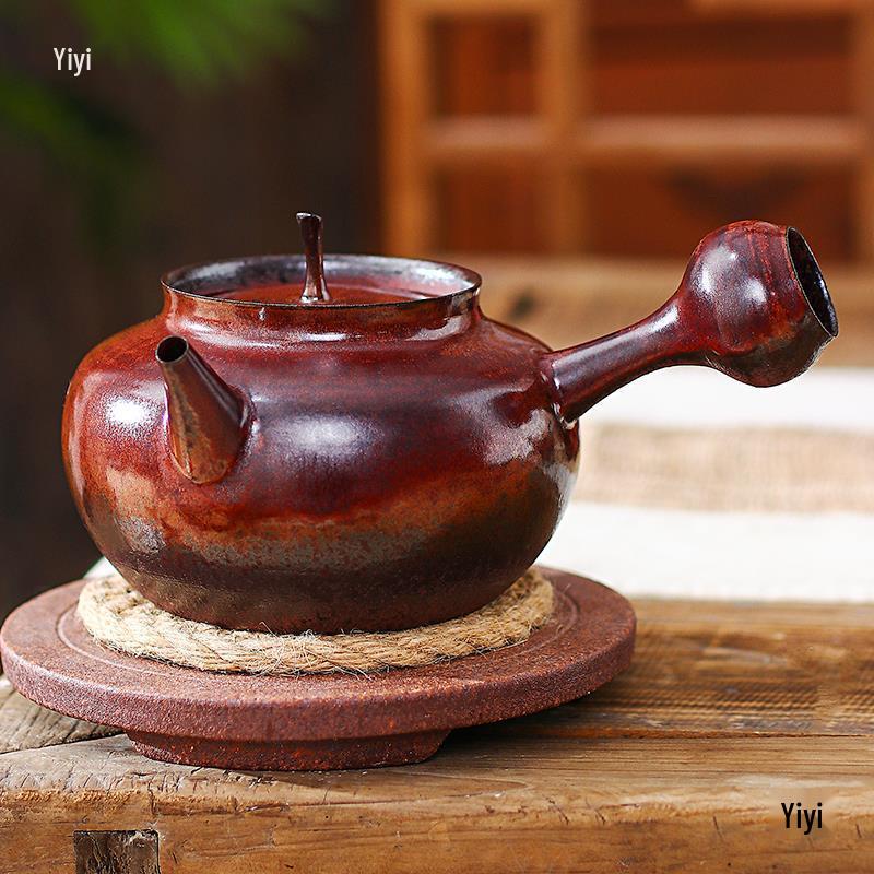 Mingde Red Clay Electric Tea Kettle - Handmade Chinese-Style Pot with Jump Lid for Healthy Brewing