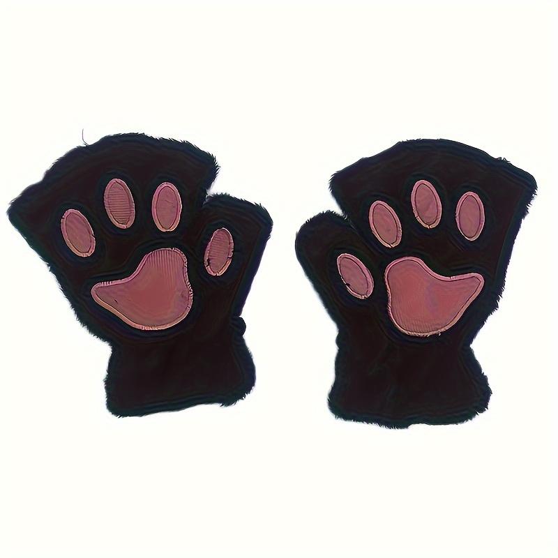 1 PAAR Winter niedliche Cartoon Katzenpfoten-förmige fingerlose Thermohandschuhe, verdickte thermische Halbfingerhandschuhe