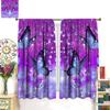 Dream Butterfly Curtain Purple Theme Window Curtain Spring Purple Half Curtain, Girls Room Personality Decorated Beautiful Purple Butterfly Curtain,