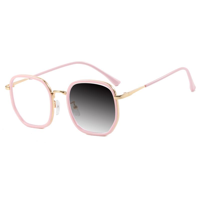 New Brand Milk Coffee Color Women Square Frame Photochromic Anti Blue Light Prescription Reading Glasses