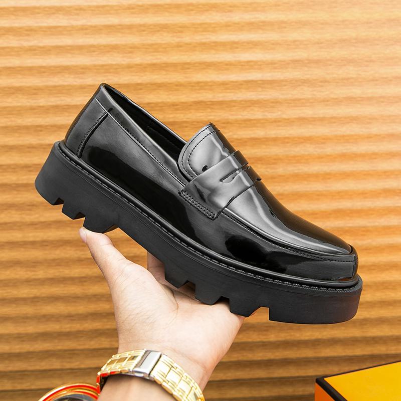 Men Formal Shoes PU Thick Soled Wear-resistant Big Toe Shoes European and American One Foot Casual Business Loafers Size 38-46