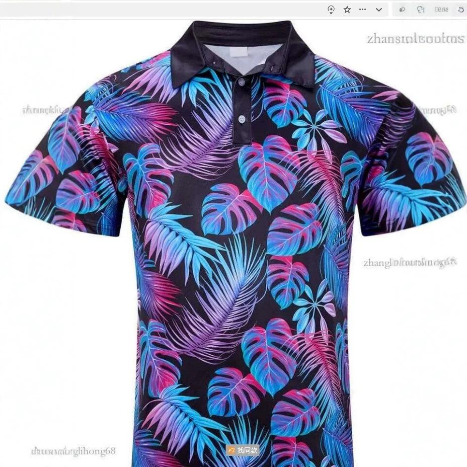 Novelty Graphic Short Sleeve Polo Shirt, Rooster & Taco Print, Casual Fun Wear
