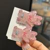 Korean Crystal Bear Hair Clip: Pink Diamond Duckbill for Women