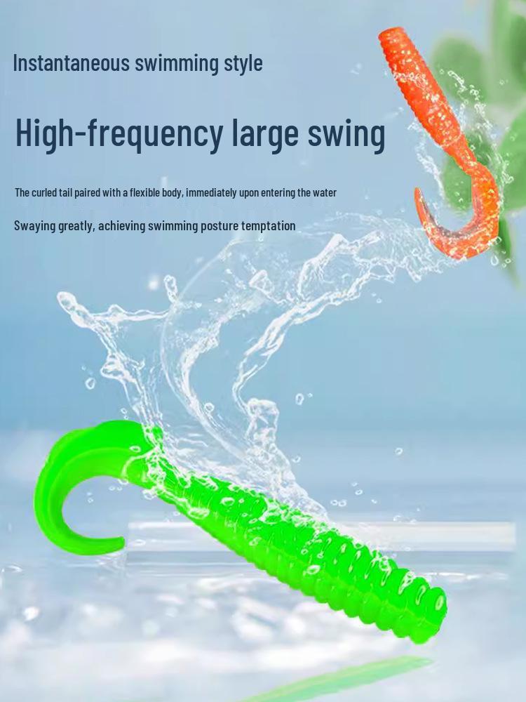 Micro Bait Curly Tail Soft Worm with Lead Head Hook for Mandarin Fish & Bass