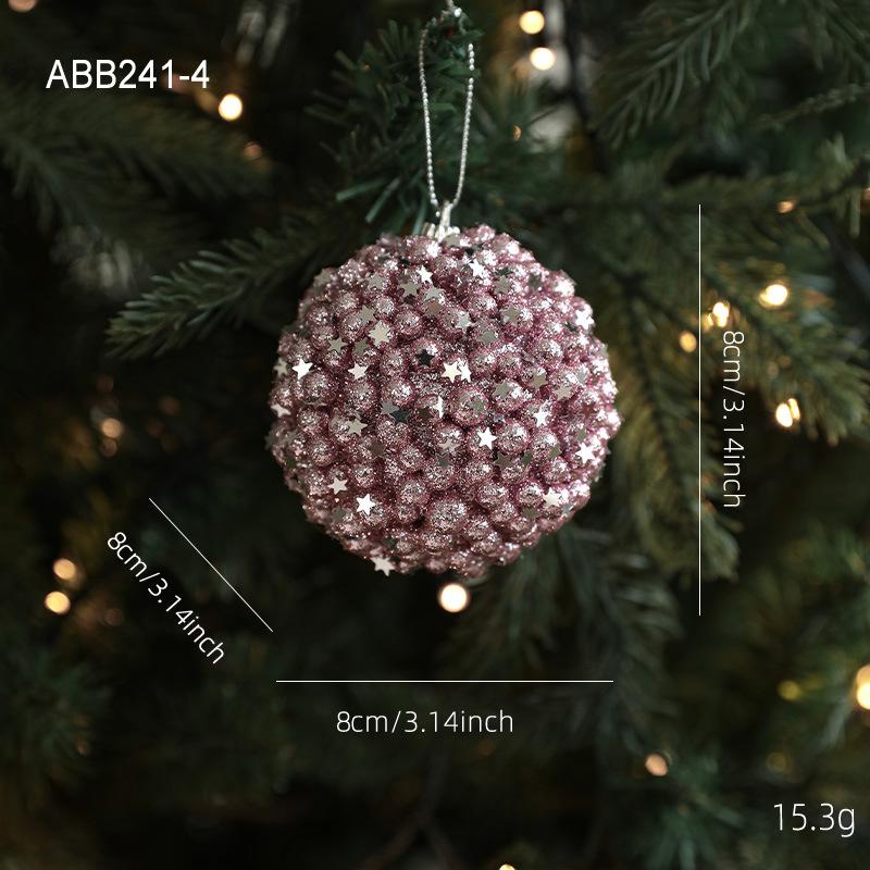 New pink foam Christmas ball pendant shiny glitter Diamond Powder Christmas Tree Hanging Ball Decor Navidad Decor 2025