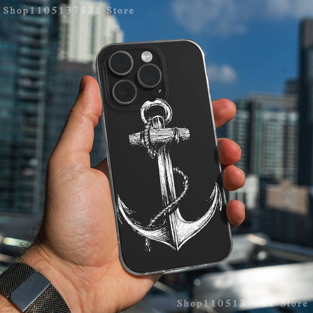 

Anchor Boat Ship Wheel Phone Case For iPhone 17,16,15,14,13,12,11 Pro,Max,Plus,X,XS,XR,SE4,E Mini Transparent Soft Cover iPhone16