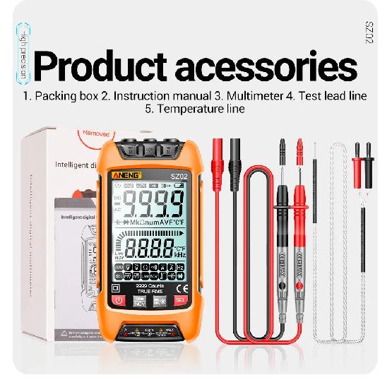 ANENG SZ02 Smart Digital Multimeter 9999 Counts True RMS Auto Electrical Capacitance Meter Temp Resistance Transistor Testers
