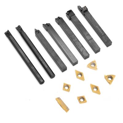 Porte-outil de tournage de tour à tige de 10mm, barre d'alésage avec Inserts en carbure 7 pièces
