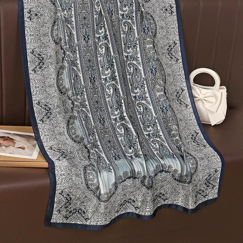 90*180 Elegant Ethnic Faux Silk Scarf For Women Large Cashew Satin Beach Towel Neck Scarf And Wraps For Ladies