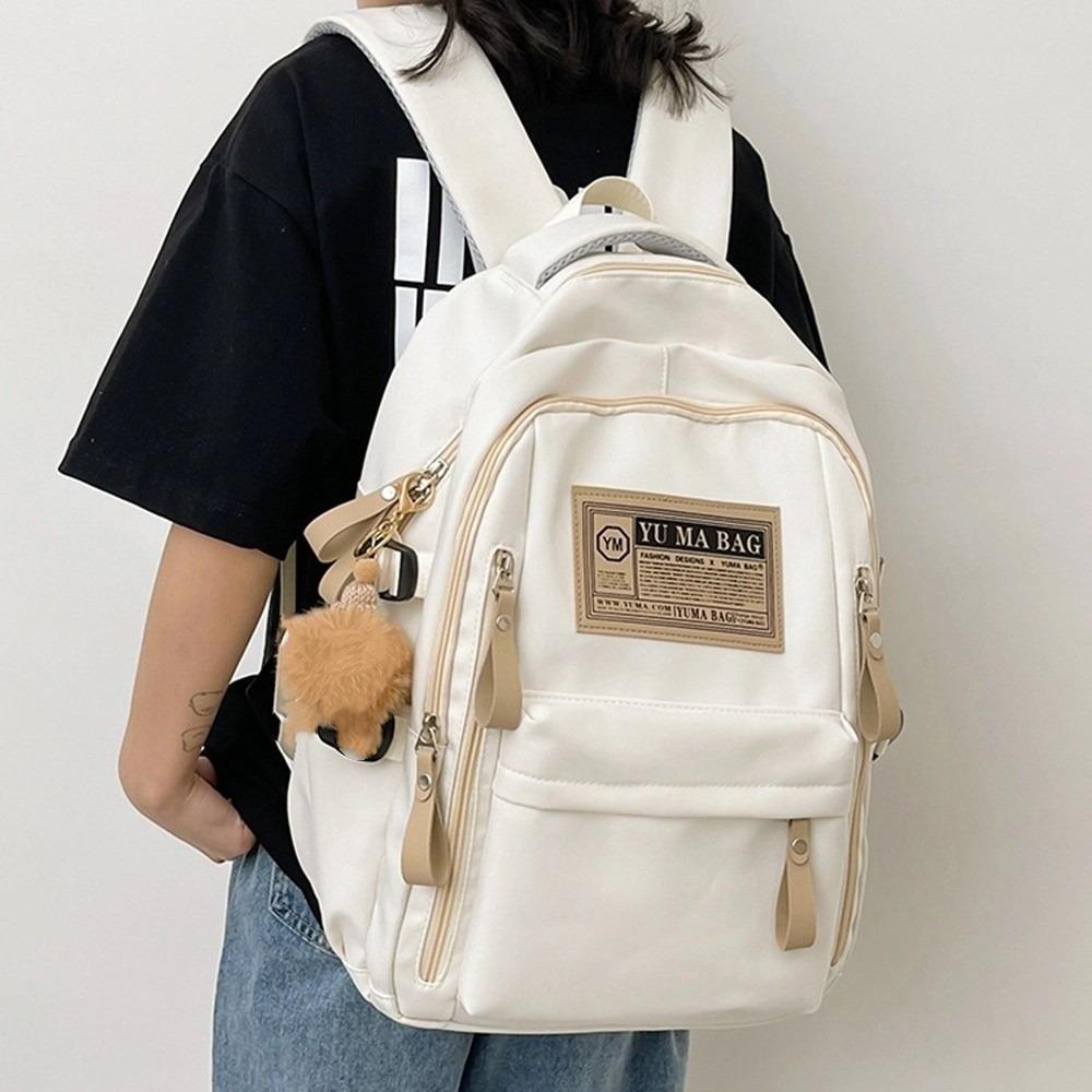 

Large Capacity Students Backpack Zipper Teenage Daypack Fashion Nylon School Bag Textbook хакі