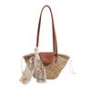 Women Straw Woven Tote Bag Fashion Woven Handbag Large Capacity Weaving Shoulder Bag Chic Hobo Bag for Party Vacation