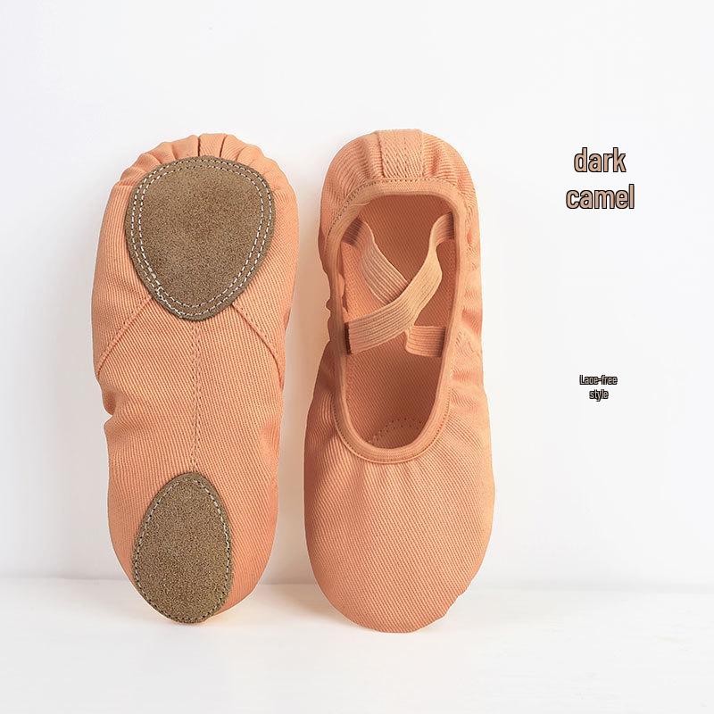 Kinderballett Katzenpfotenschuhe: Elastisch, Weiche Sohle, Schnürloses Canvas-Übungsschuhwerk