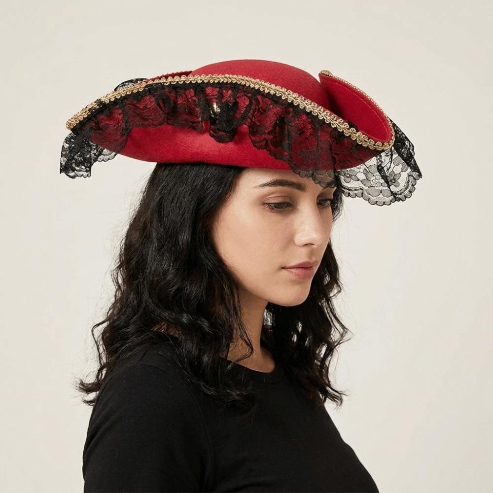 Solid Color Captain Hat Jack Hat Adult Tricorn Hat Vintage Cosplay Pirate Hat  Halloween