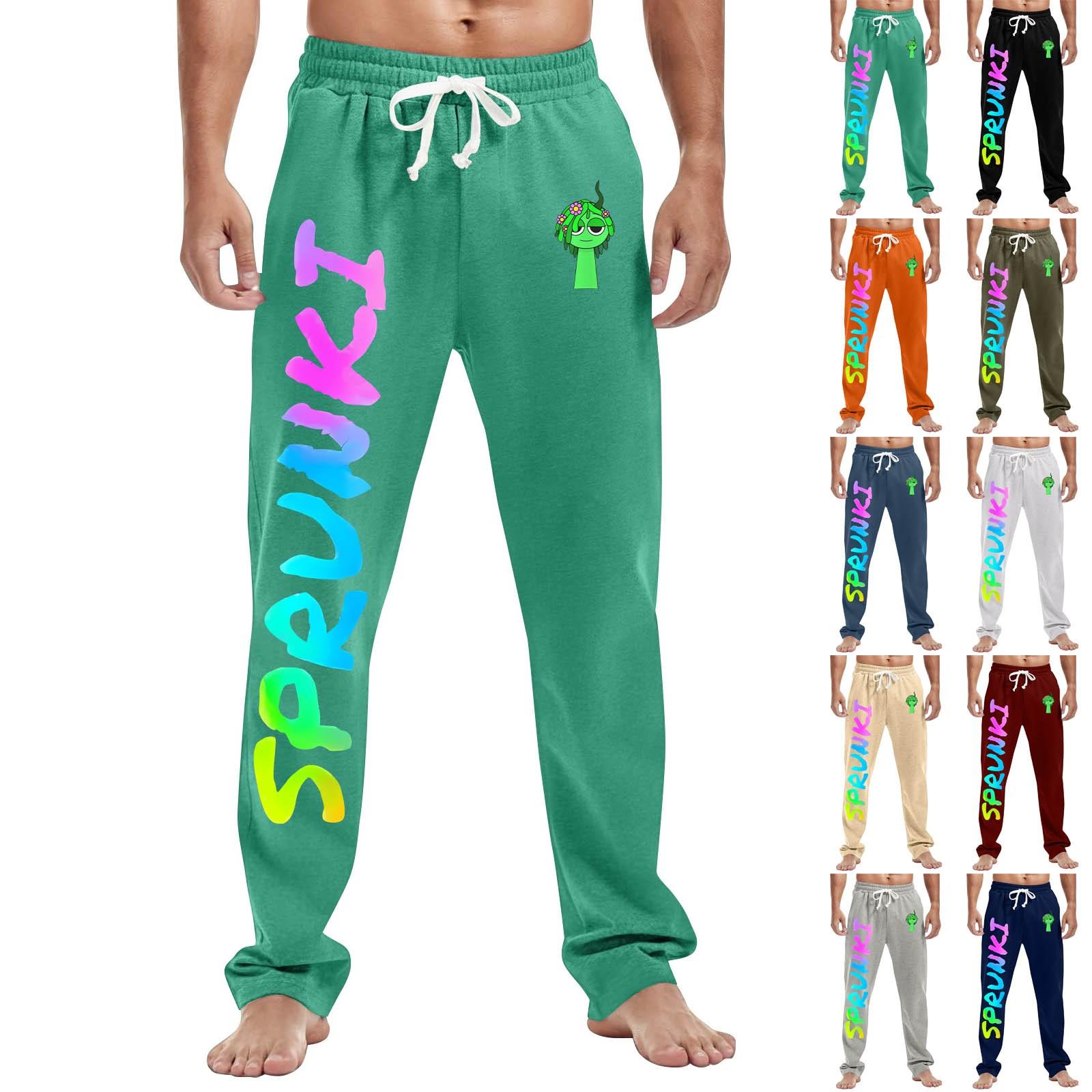 

Men s Fashion Printed Straight Casual Jogging Pants With Pockets L бежевый