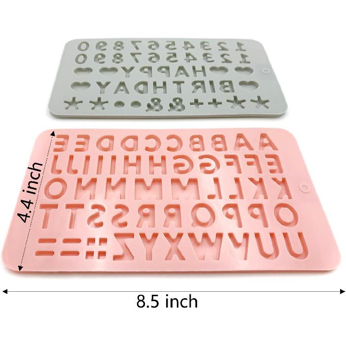 2PCS Reble Silicone Letter & Number Molds | Non-Stick Baking Tools for Chocolate, Cake, Soap | Dishwasher & Oven Safe (-40°C To 230°C)
