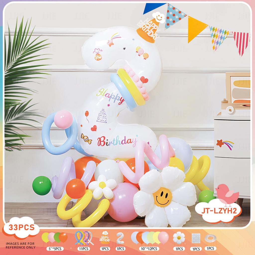 Digital Column Set New Korean Daisy Shaped Aluminum Film Balloon Birthday Party Decoration