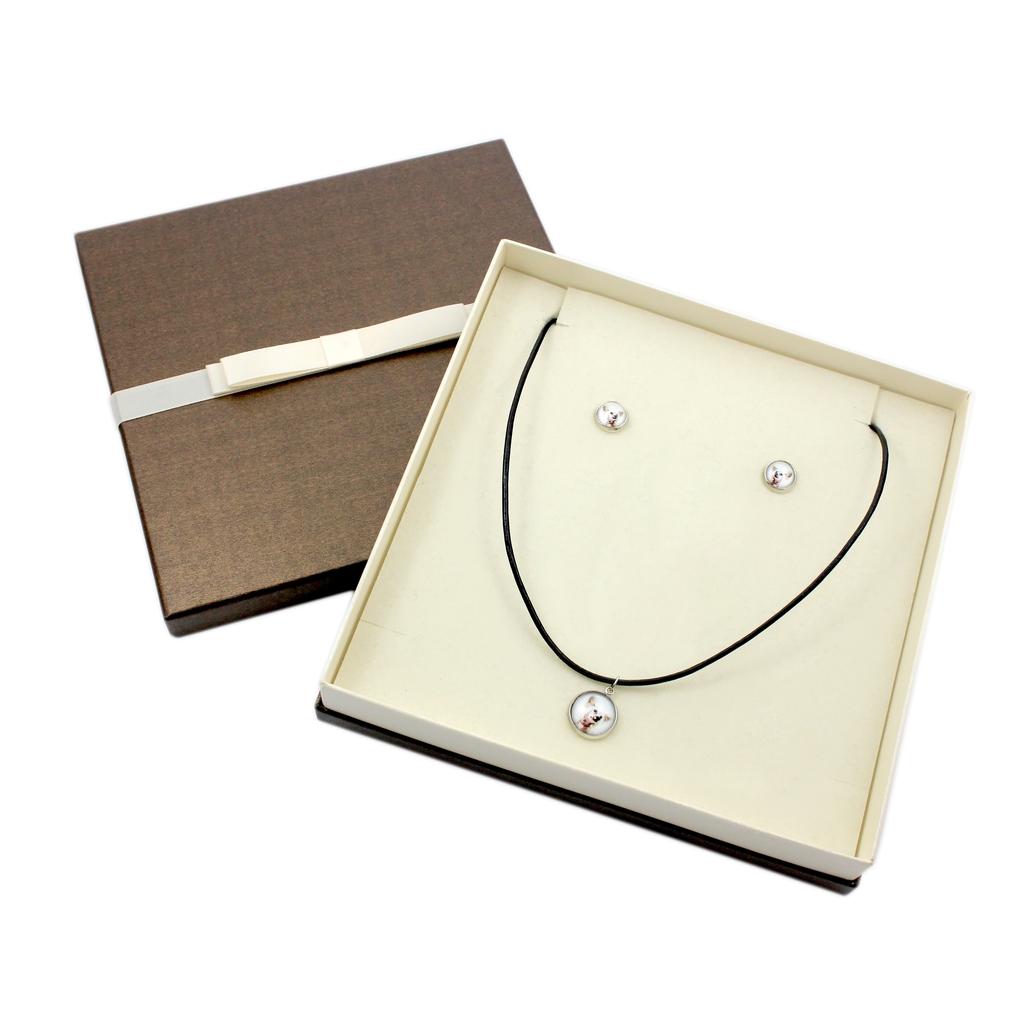 Chinese Crested Dog, Puff – Jewelry with your photo box, set of necklace and earrings | Art-Dog