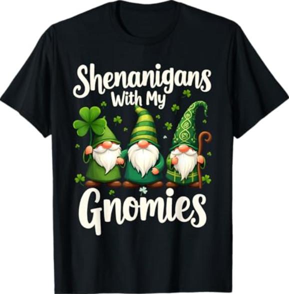 New St Patricks Day Lucky Shamrock Leopard Gnomes Irish Women T-Shirt M