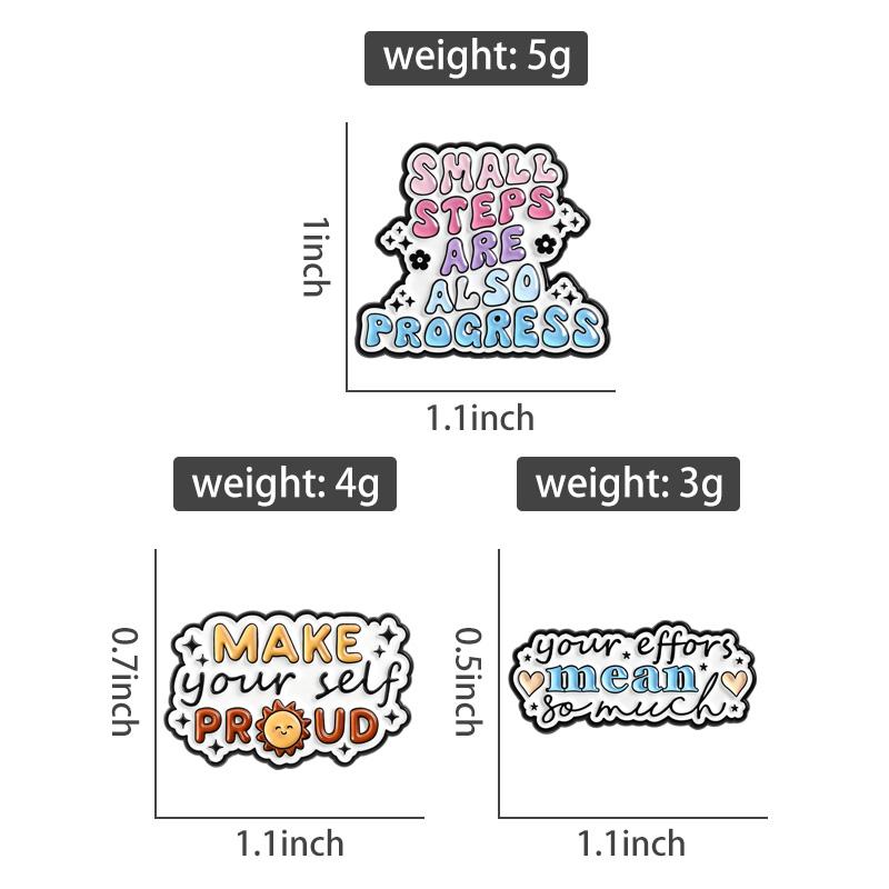Small Steps Are Also Progress Enamel Pins Inspirational Phrases Brooches Lapel Badge Cartoon Motivation Jewelry Gift for Friends