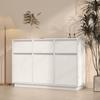 Low Buffet - White - Solid Pine Wood - 110x34x75 Cm - 3 Drawers - 6 Compartments