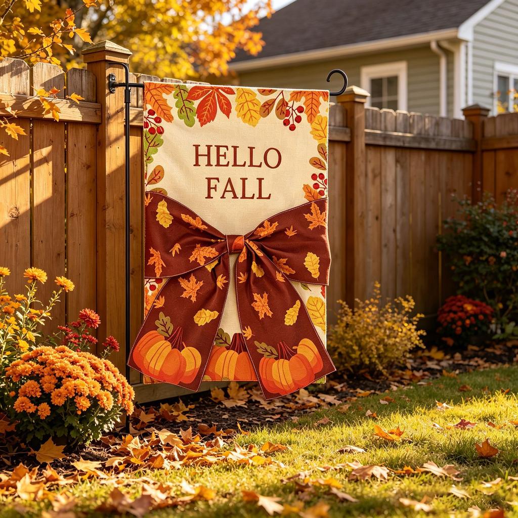 Garden Flag with Digital Print Fall Leaves - Double Sided Decorative Yard Flag