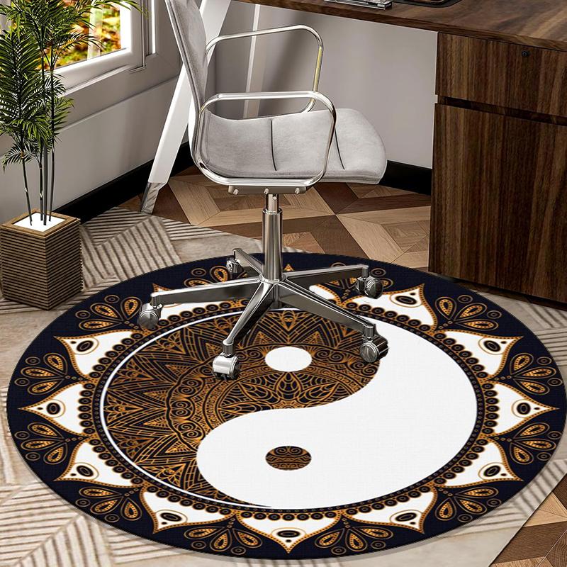 Yin-yang Mandala Design round carpet Chair cushion Round Entryway Rug, Soft Round Rugs for Living Room, Bedroom, Circle Carpet decor gifts