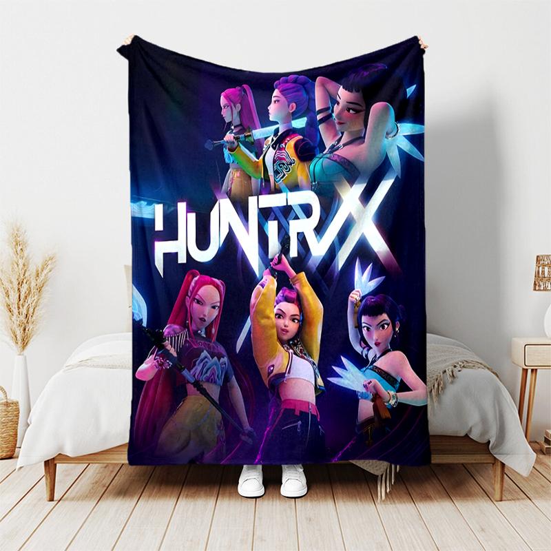 1pc Blanket Kpop Hunter5 Print Design, Lightweight Blanket for Sofa, Bed- Soft &Warm, Gift for All Seasons like Christmas, Halloween