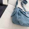 Women Denim Shoulder Bag Vintage Large Capacity Casual Tote Handbag with Multiple Pockets