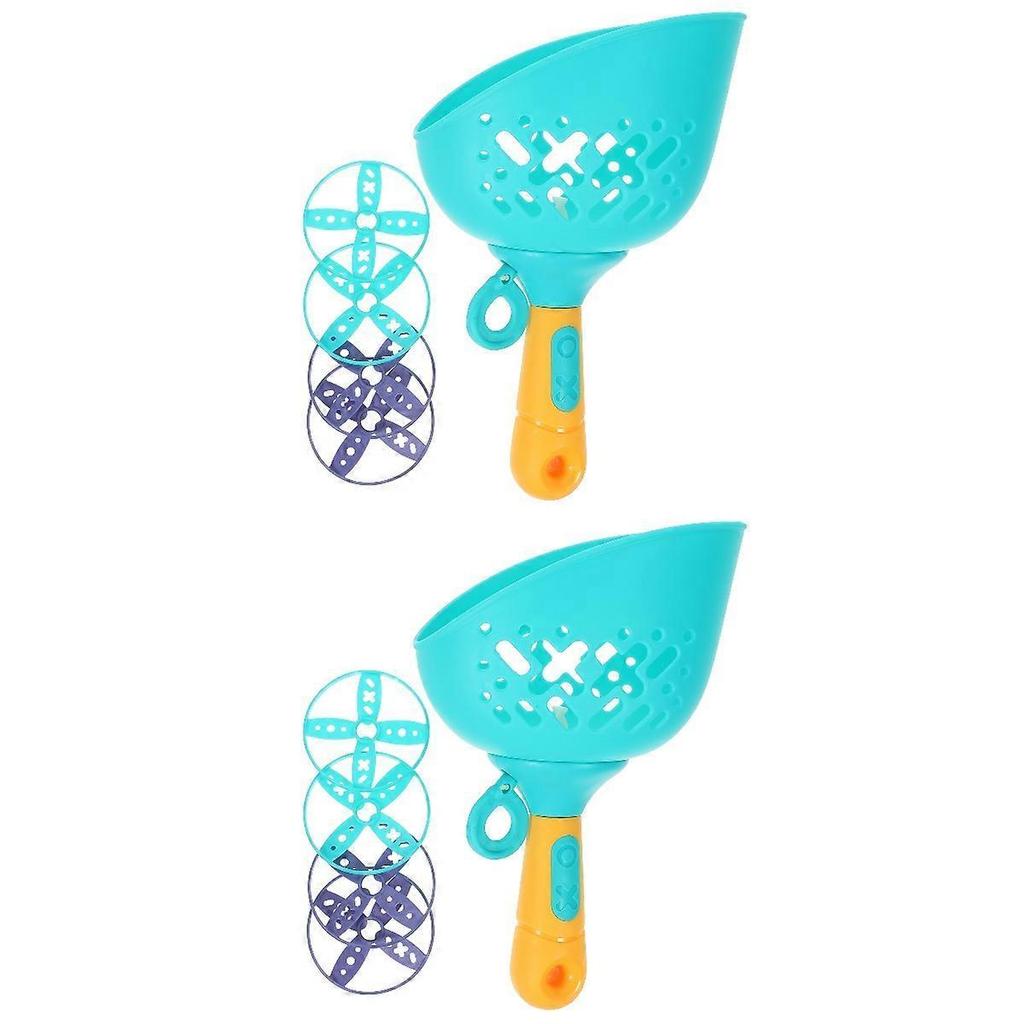 Outdoor Flying Disc Toy for Kids Interactive Play 2Sets Launcher Saucer