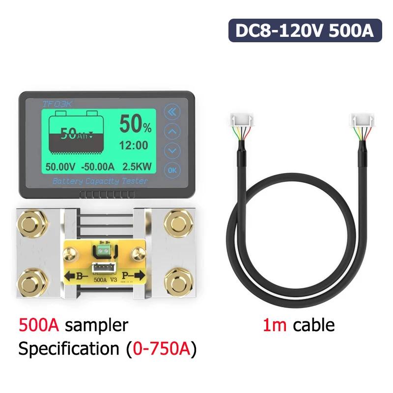 TF03K Coulomb Counter Meter DC8-120V Battery Capacity Indicator Voltage Current Display Lithium for Lead Acid Battery Detector