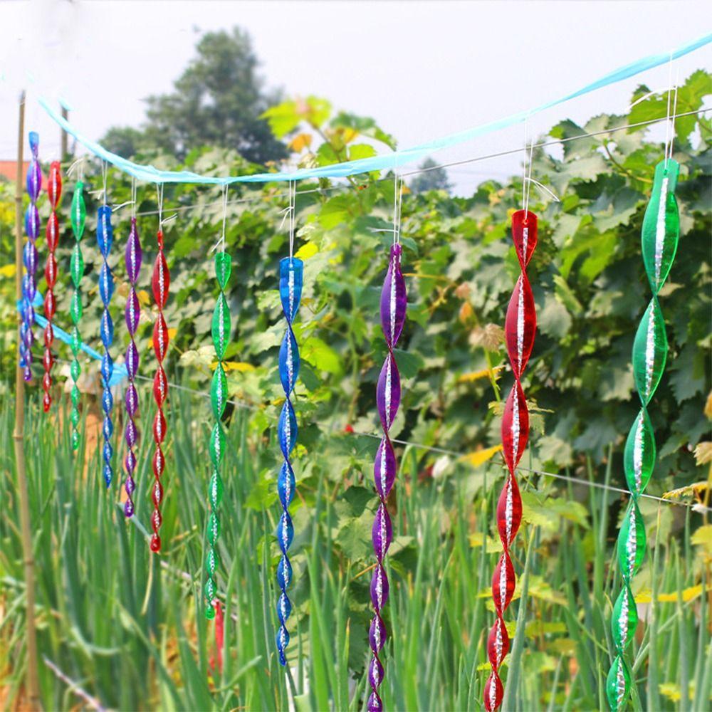 10pcs 360 Degree Rotation Bird Repellent Rods Waterproof Reflective Wind Spiral Bird Deterrent Rod 30CM Length Plastic