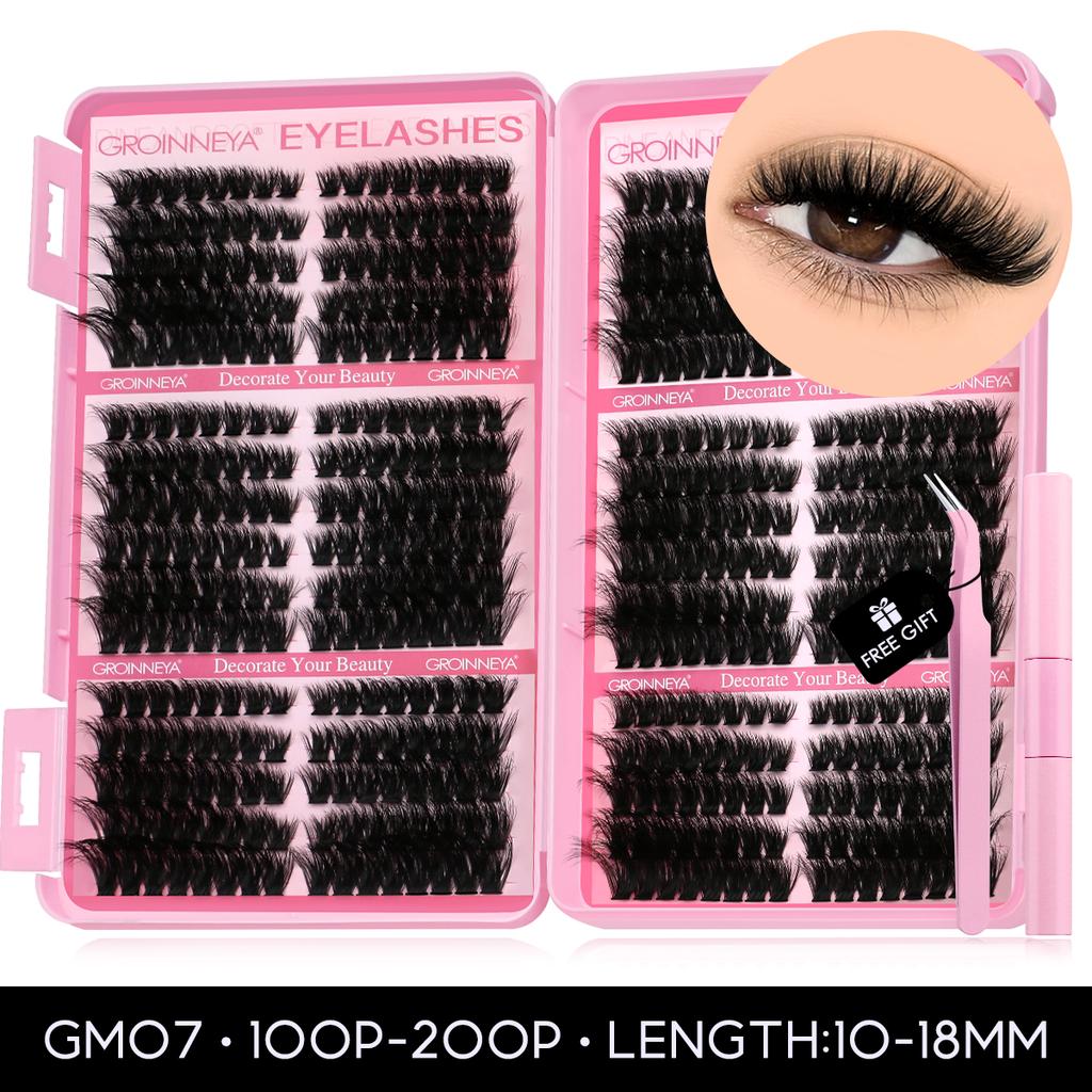 Xiaomi GROINNEYA Lash Clusters Kit 640 Pcs D Curl DIY Eyelash Extensions with Waterproof & Reusable Clusters Long-Lasting Volume Lashes
