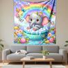Cute Baby Elephant In Bubble Bath Scene Patterned Tapestry Decorative Wall Hanging, Home Bedroom Living Room Decor