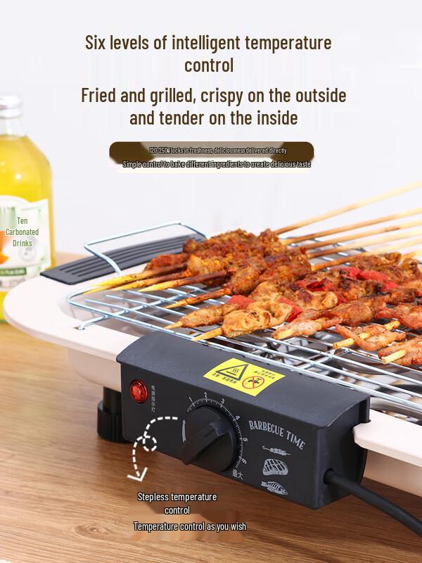 Grote Oranje-Rode Elektrische Rookloze Binnengrill met 6-delige Set