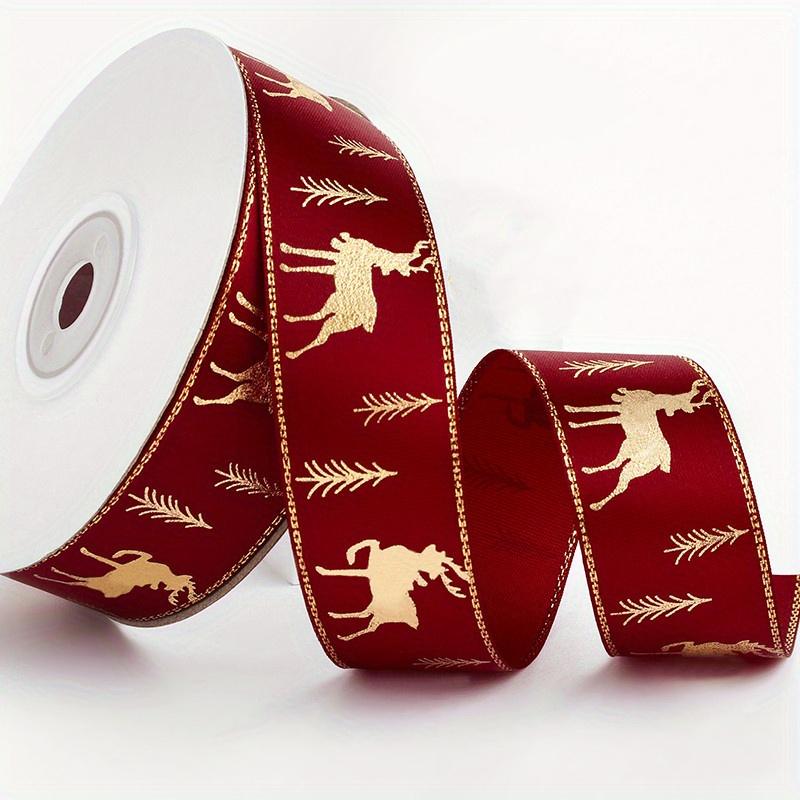 Bronzing Weihnachtsbänder Bedruckte Polyesterbänder für Schleifen Geschenkbox Verpackungsband DIY Weihnachtsdekoration Basteln