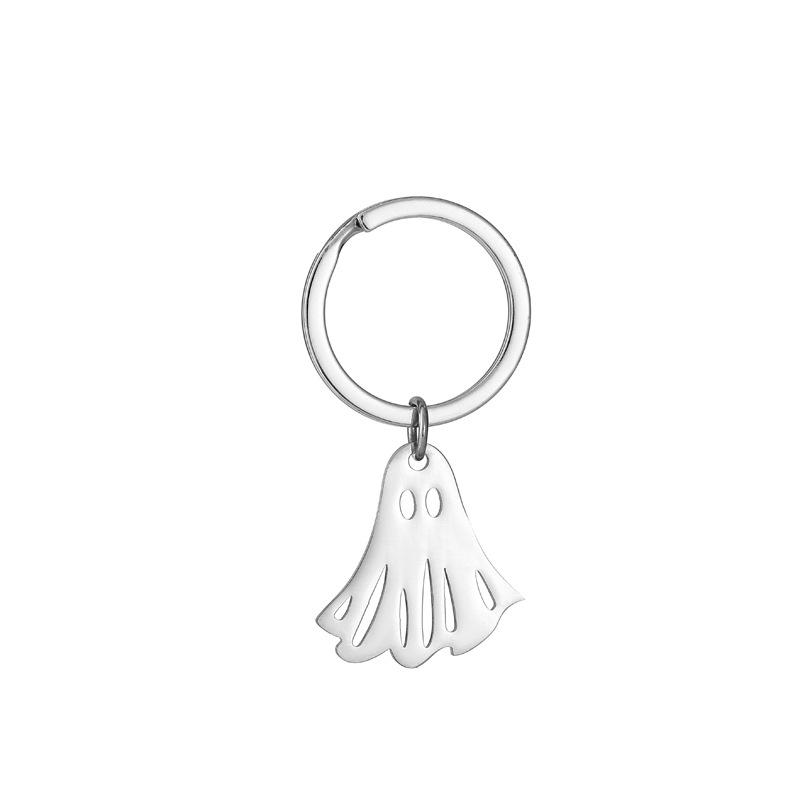 Gold Silver Black White Splicing Cat Stainless Steel Keychain Cute Cartoon Design Fashion Couple Pendant Practical Backpack Decoration