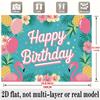 Pink Flamingo Birthday Banner, Tropical Pineapple Backdrop Wall Decor for Party