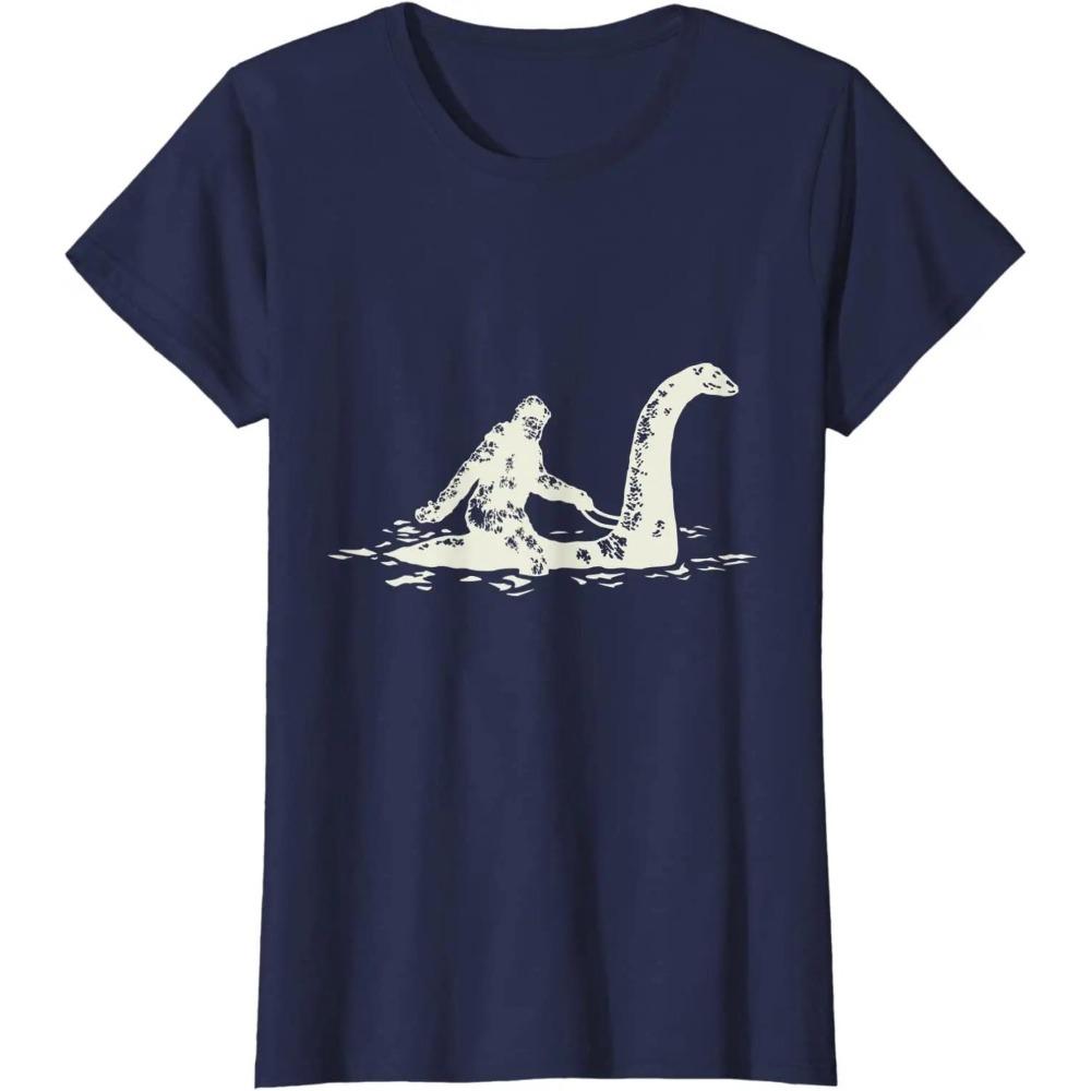 Bigfoot Sasquatch Riding The Loch Ness Funny T-Shirt