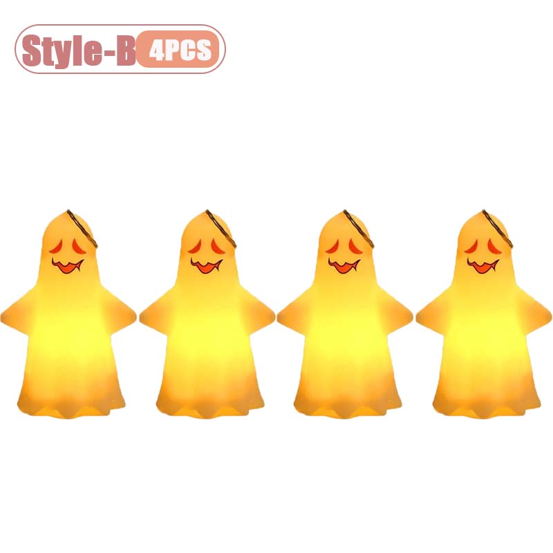 Portable Pumpkin Lantern with Ghost Hanging Ornament Hallowmas Decoration for Party Haunted House Indoor Outdoor Scene Prop