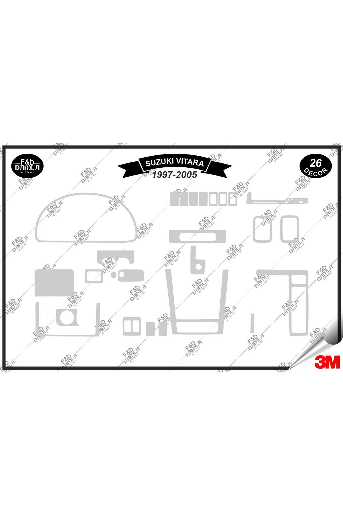 

Suzuki Vitara 1997-2005 Torpido Konsol Trim Göğüs Maun Kaplama Set 26 Parça Gümüş