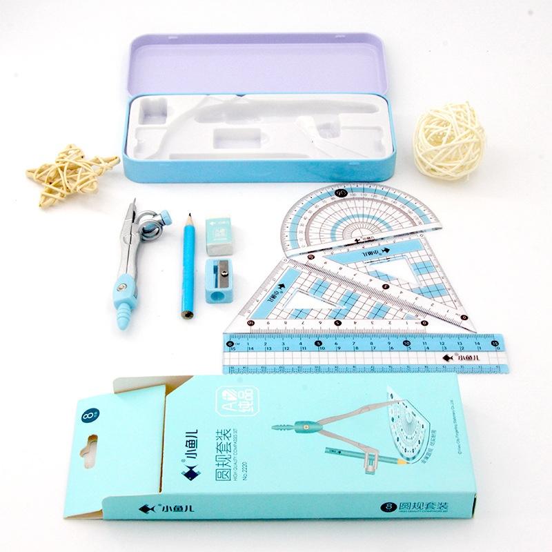 8Pcs/Set Geometry Math Drawing Stationery Set, Ruler Compass Pencil Kit For Students, School Supplies Gift For Boys & Girls