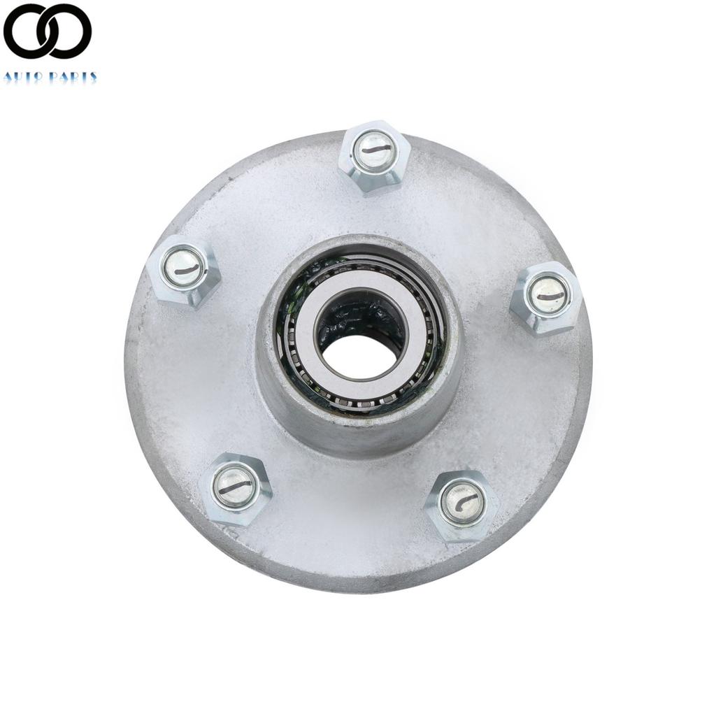 5 on 4.5" Pregreased Trailer Galvanized Hub Kit 5Lug For 2000lbs Axle 1" Spindle