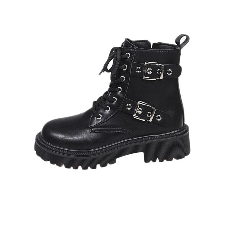 Martin Boots Women's Autumn and Winter New Single Boots Thick-soled Thin Boots Large Size Short Boots Lace-up Boots